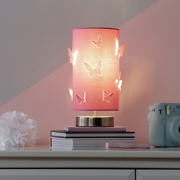 Argos Home pink butterfly cutout table lamp H25cm - British product