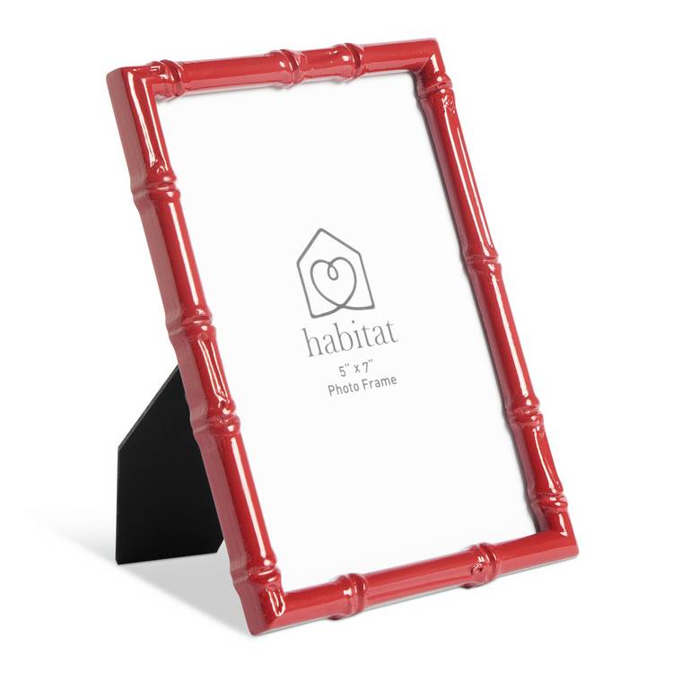 Habitat bamboo effect red picture frame 5x7, imported from the UK