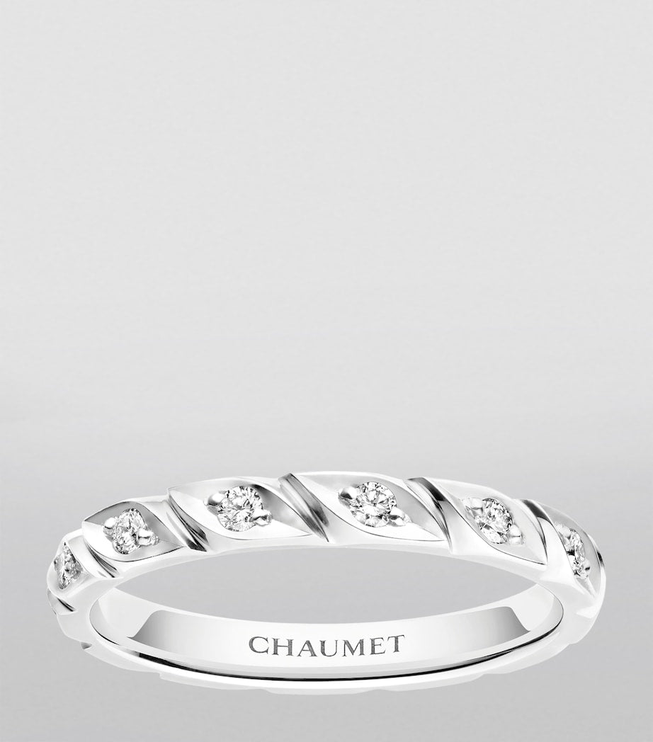 Chaumet Torsade de Chaumet platinum diamond wedding band, imported from the UK