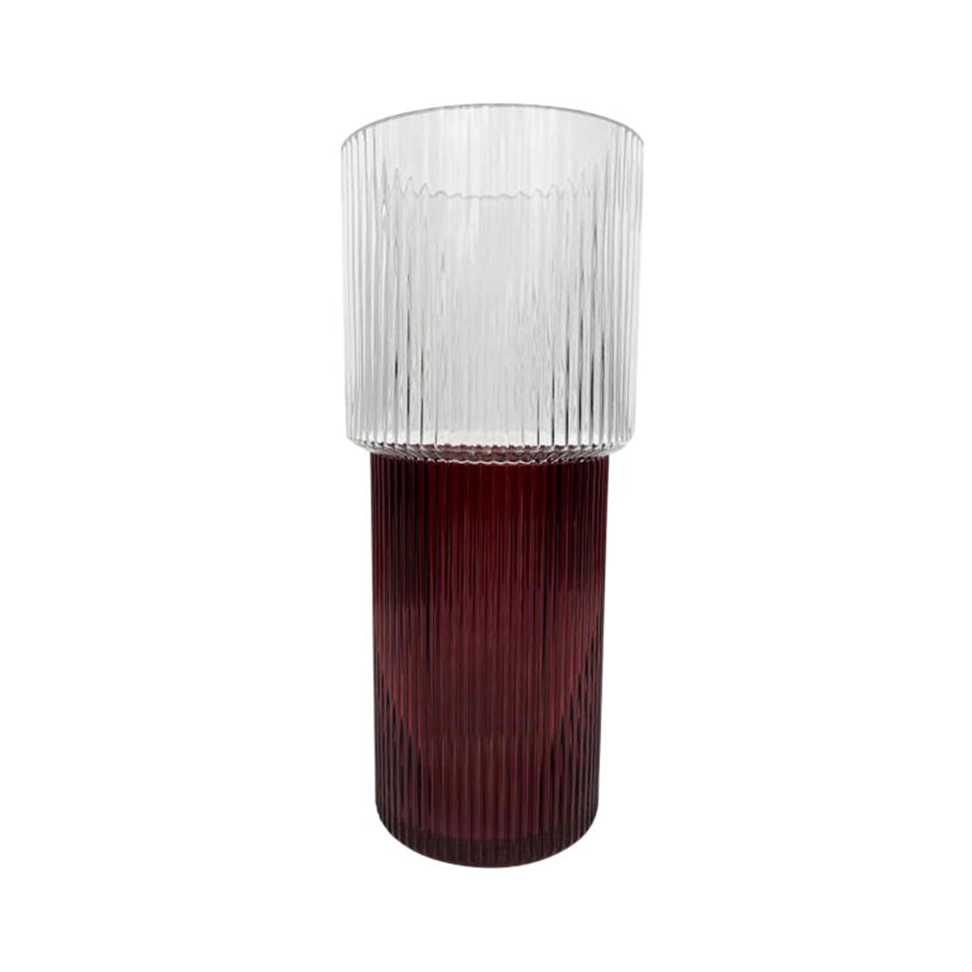 Habitat Ribbed Two Tone Glass Vase - Red & Clear GOODS Sainsburys   