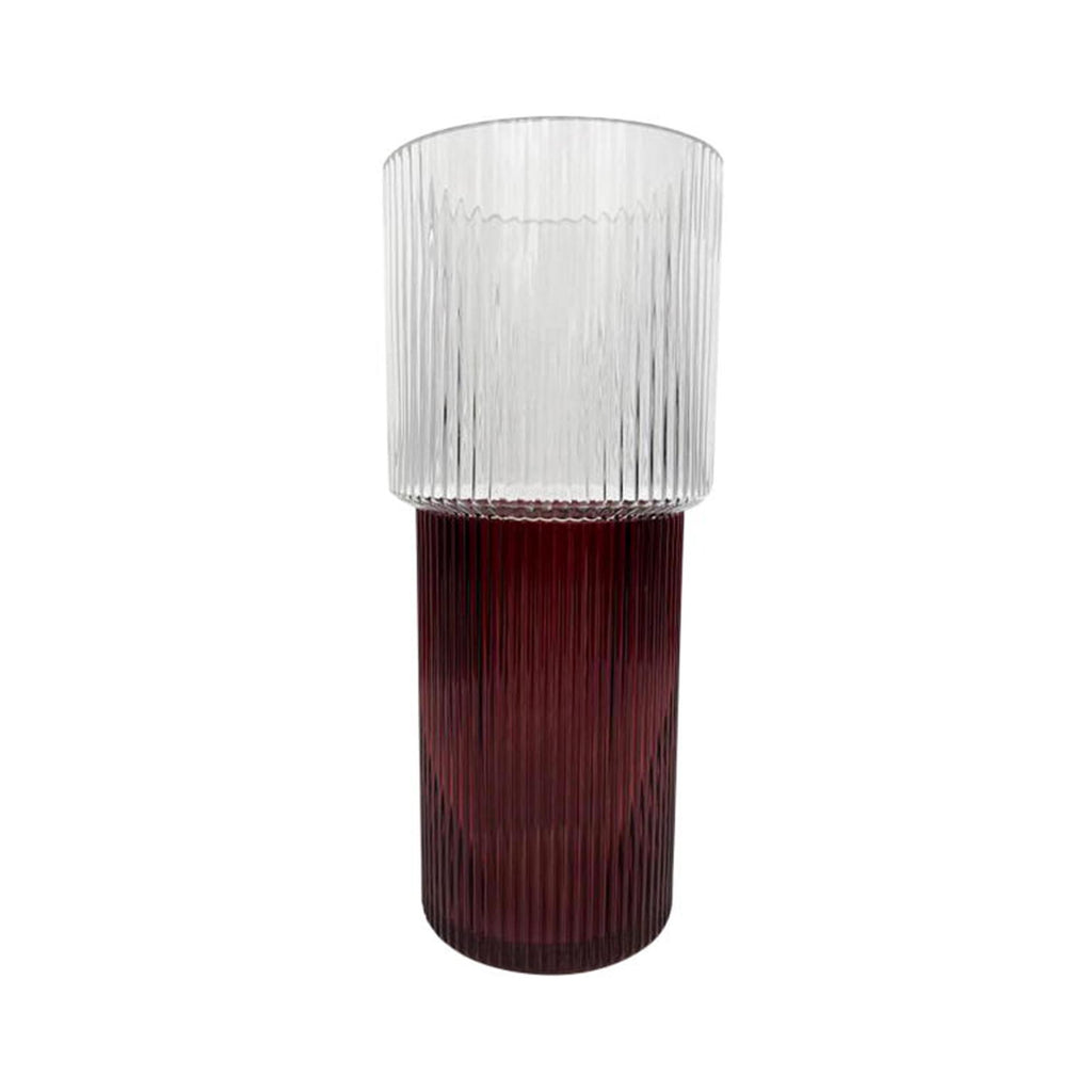 Habitat Ribbed Two Tone Glass Vase - Red & Clear