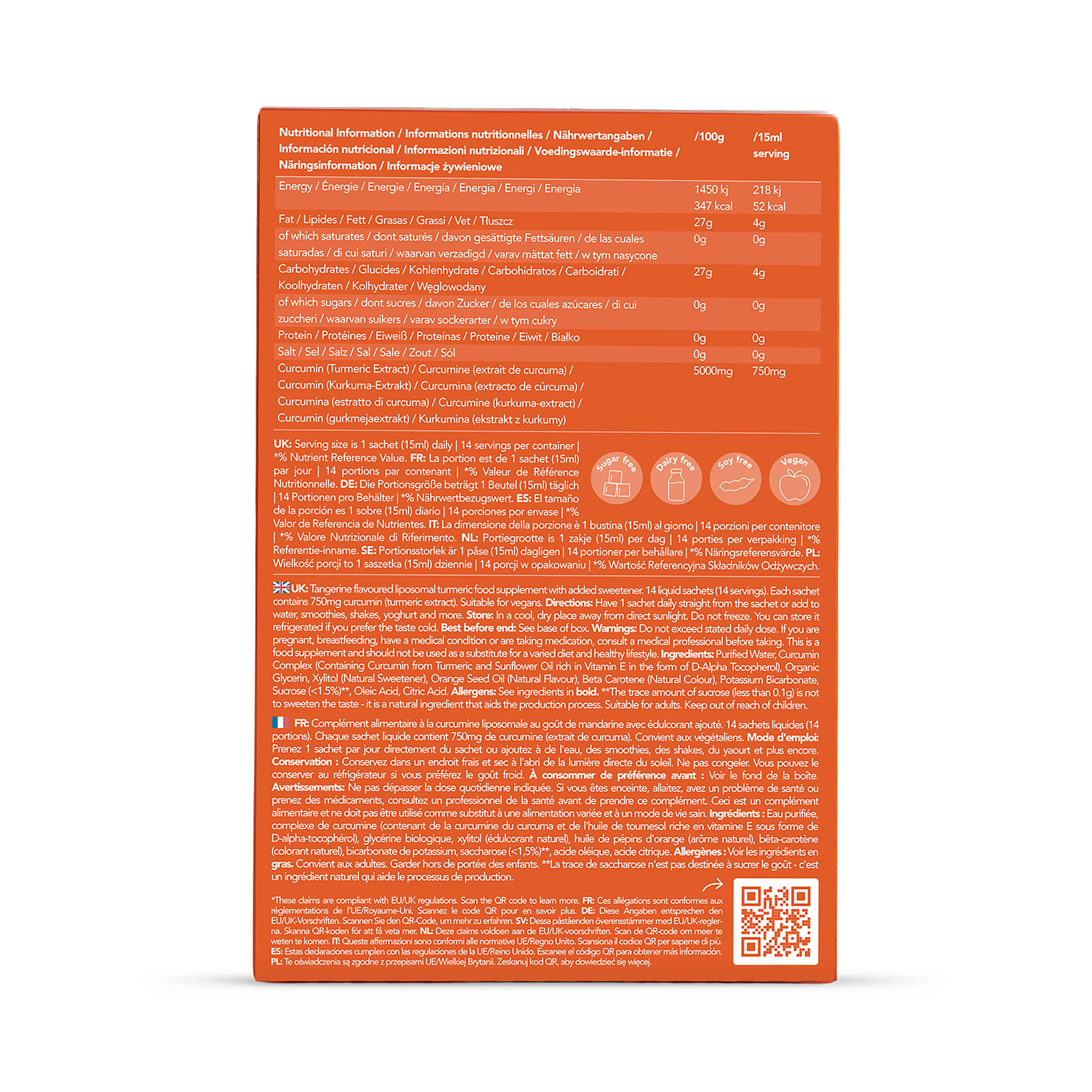 Zooki liposomal curcumin supplement tangerine flavour 750mg 14 sachets - British product