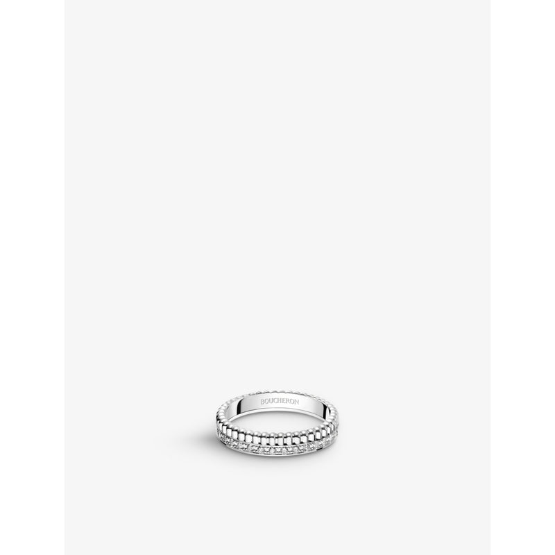 Quatre Radiant Edition 18ct white-gold and 0.24ct diamond wedding band - 53mm