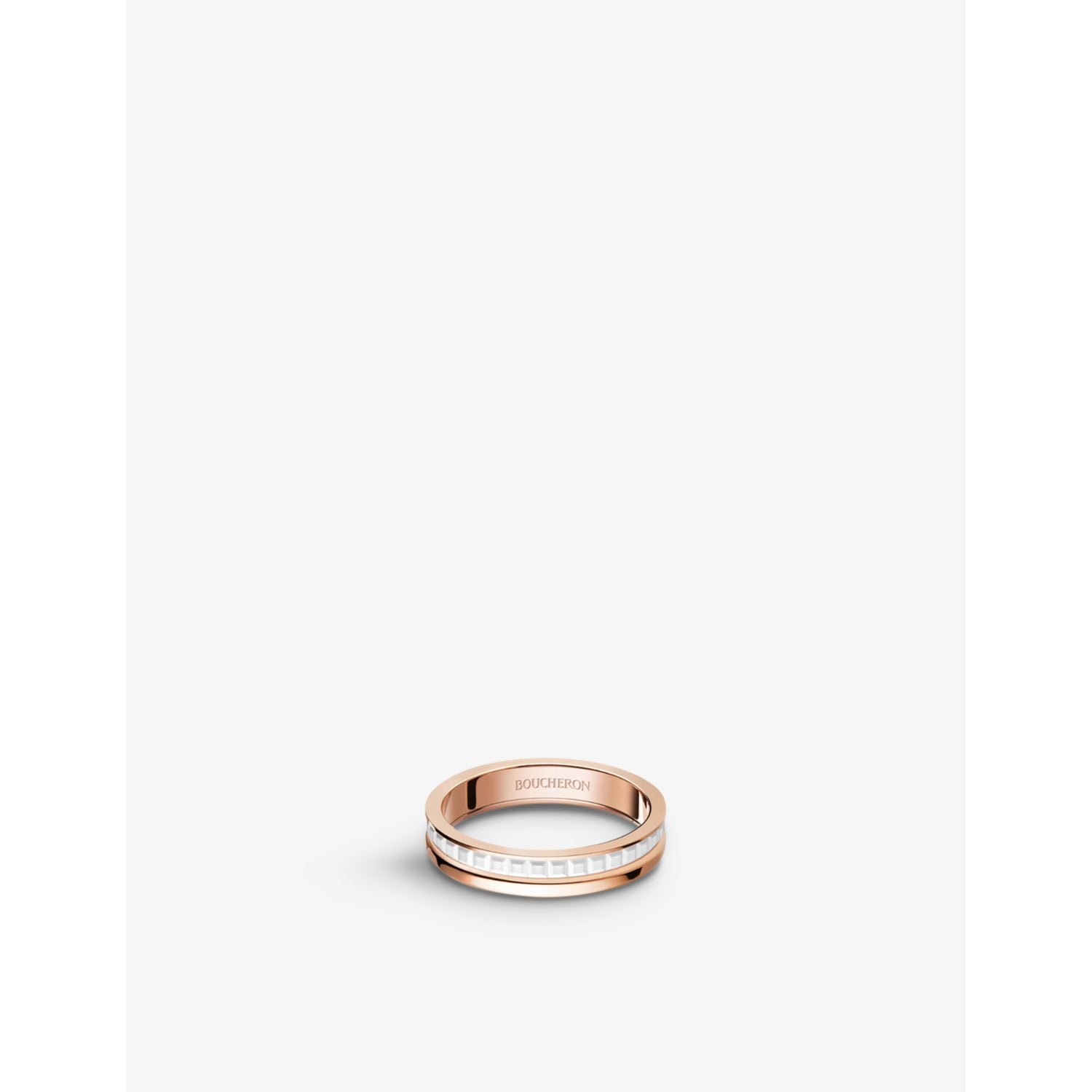 Quatre White Edition 18ct pink-gold and ceramic wedding band - 53mm