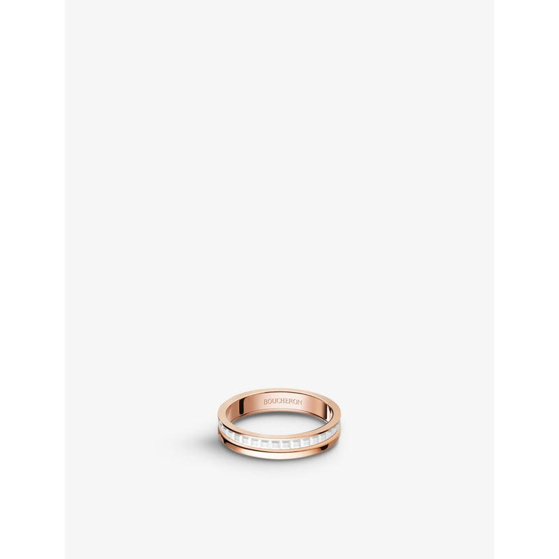 Quatre White Edition 18ct pink-gold and ceramic wedding band - 53mm