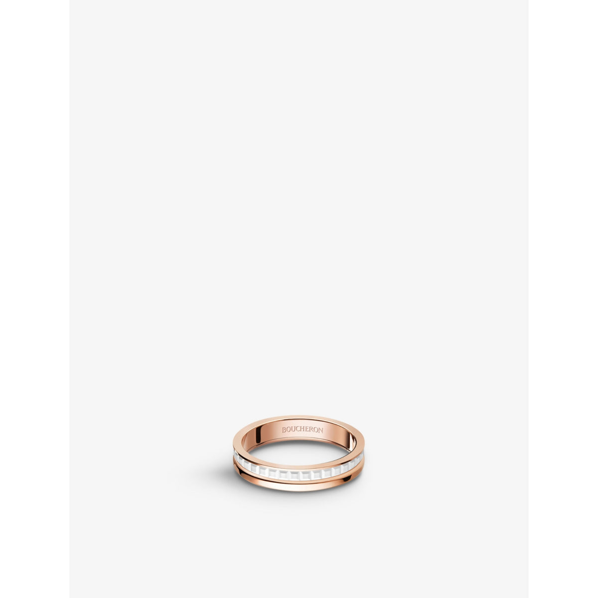 Quatre White Edition 18ct pink-gold and ceramic wedding band - 53mm