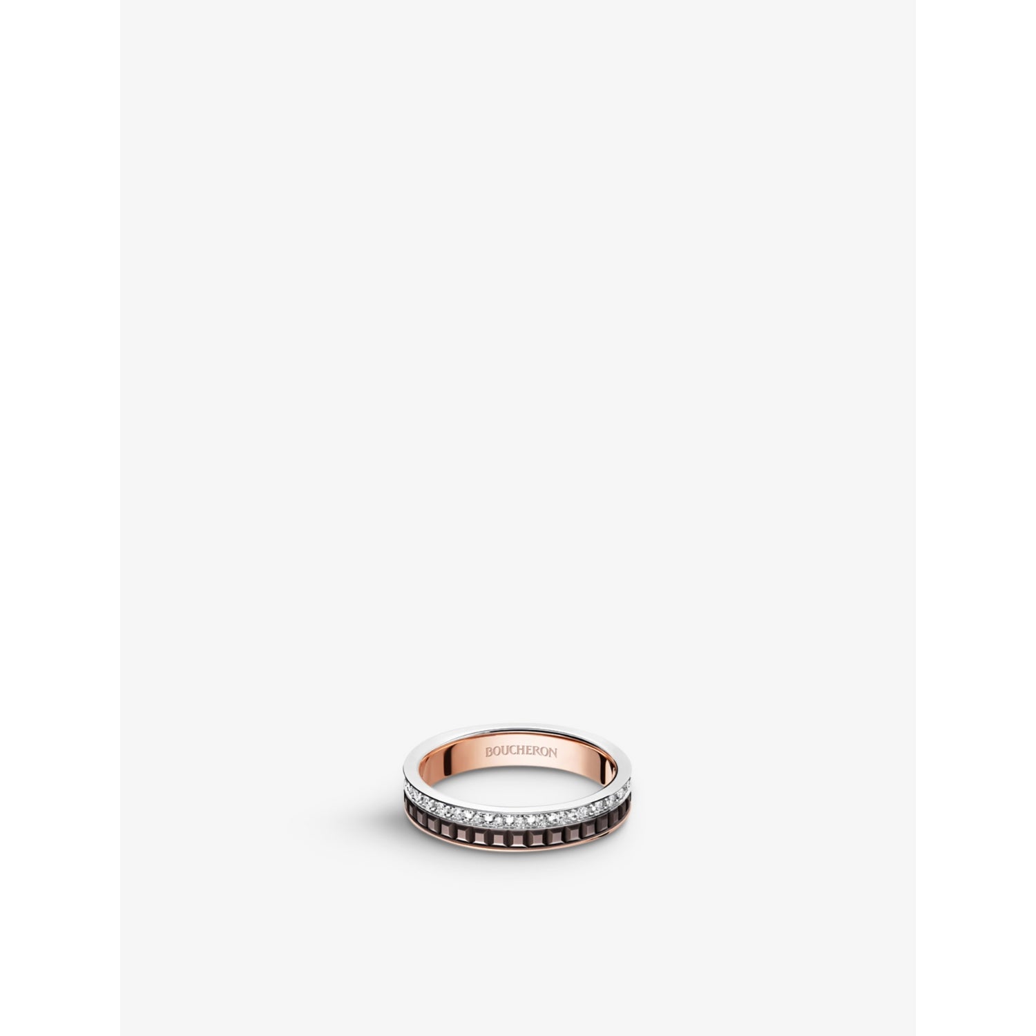 Quatre Classique 18ct rose-gold, white-gold and 0.21ct diamond wedding band - 53mm
