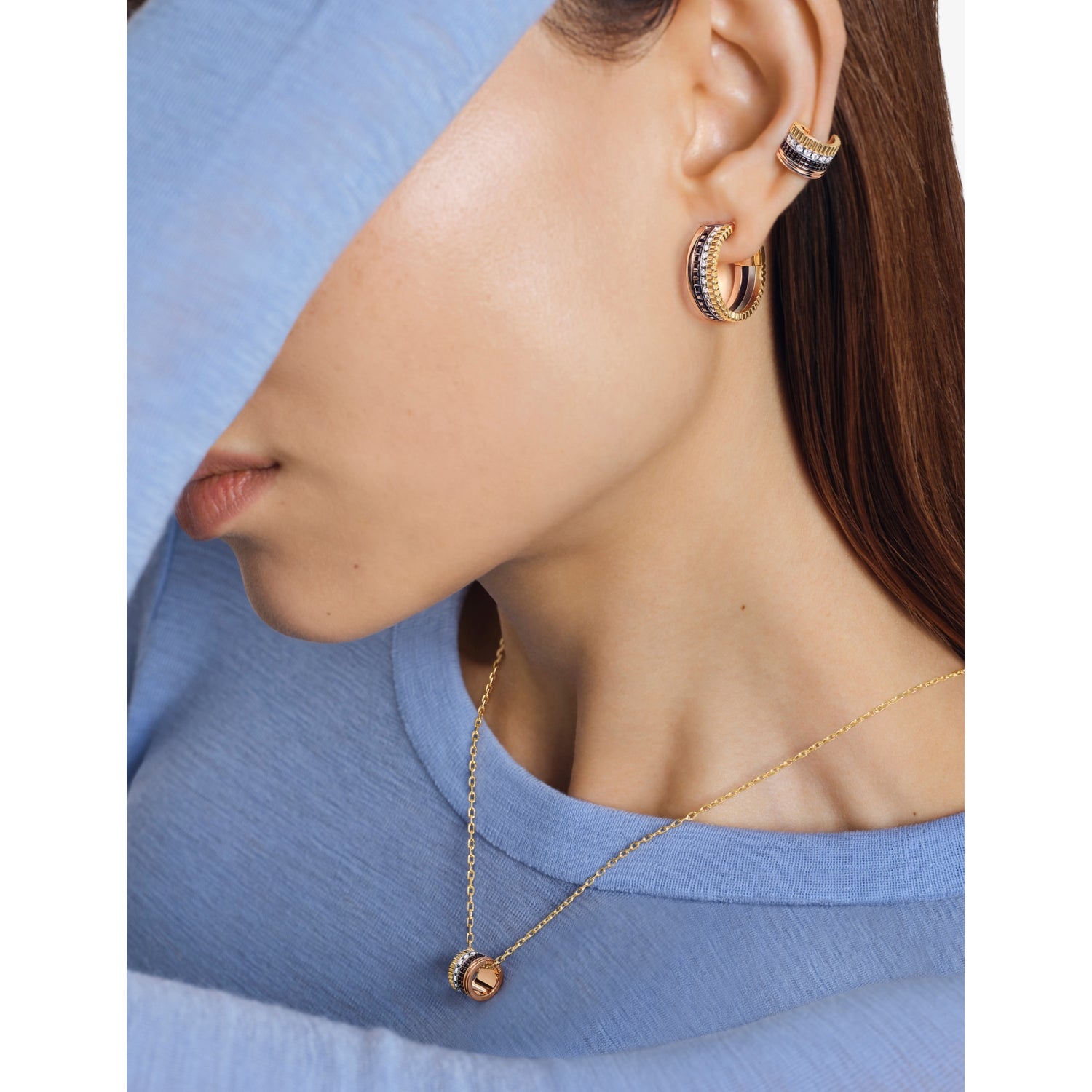 Boucheron Quatre Classique 18ct gold diamond hoop earrings - British product