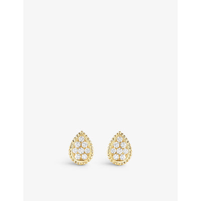 selfridges Boucheron Serpent Bohème 18ct Yellow-Gold and Diamond Stud Earrings- Buy online at McGrocer