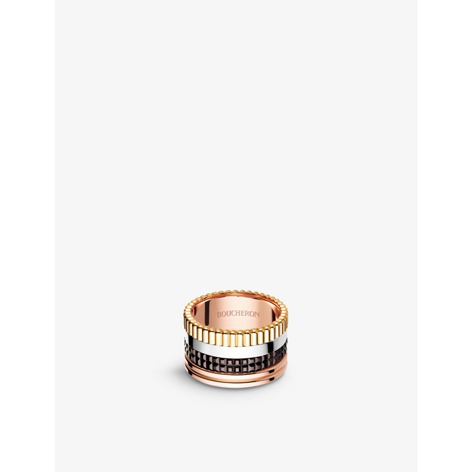 Quatre Classique 18ct yellow-gold, white-gold and pink-gold ring - 53mm