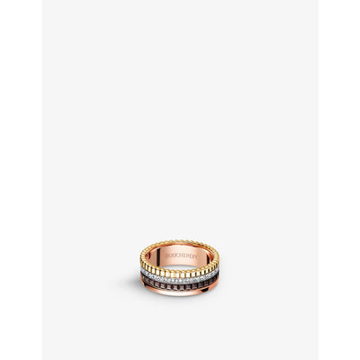 selfridges Boucheron Quatre Classique 18ct Yellow-Gold, White-Gold, Pink-Gold and 0.24ct Diamond Ring- Buy online at McGrocer