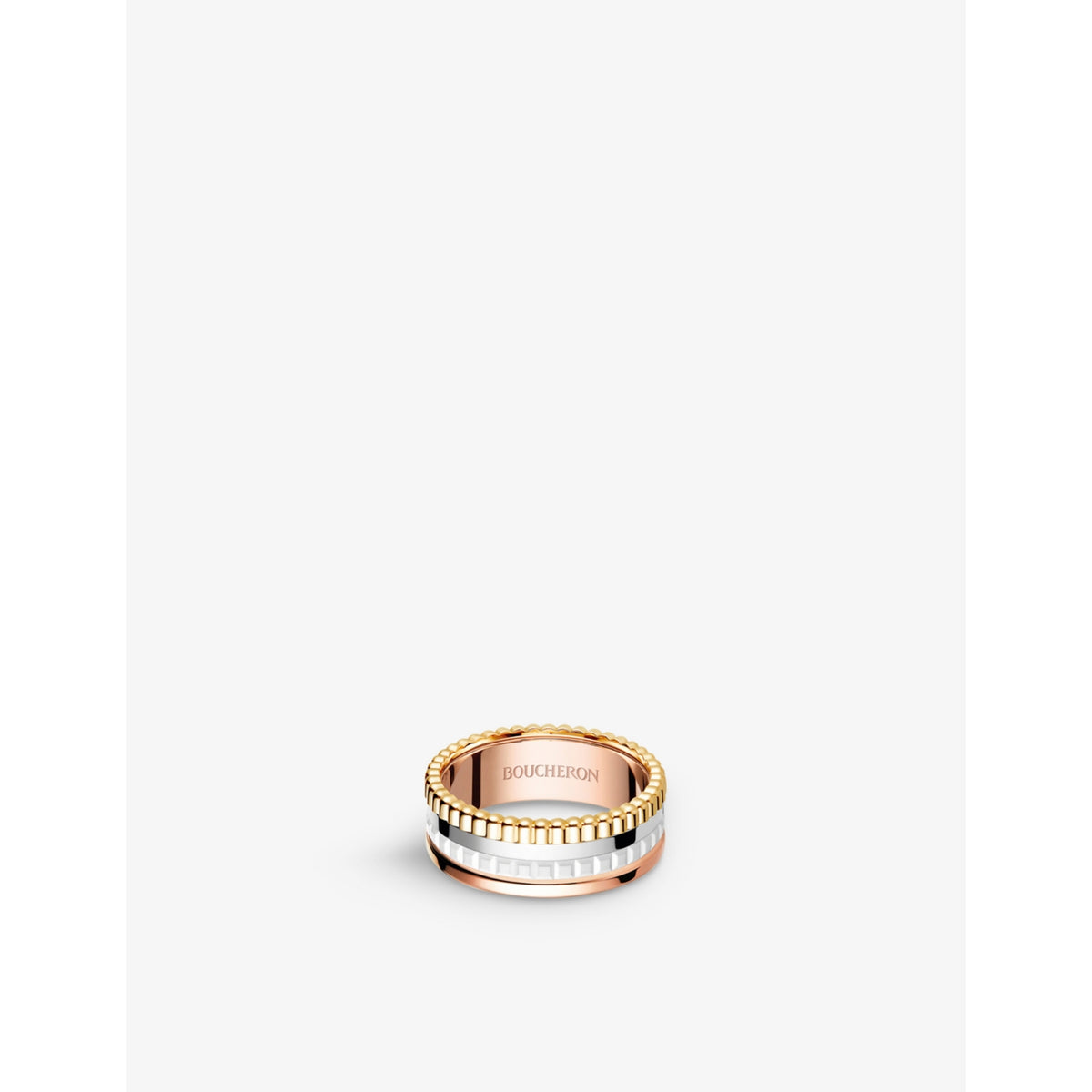 Quatre 18ct white, yellow, rose-gold and ceramic ring - 53mm
