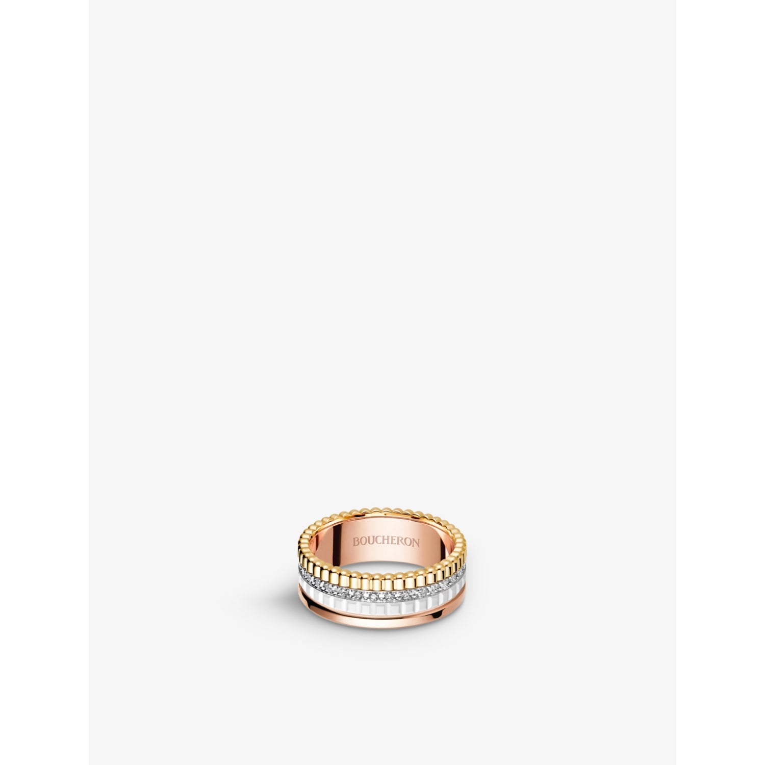 Boucheron Quatre ring with 0.24ct diamonds and ceramic (British brand)