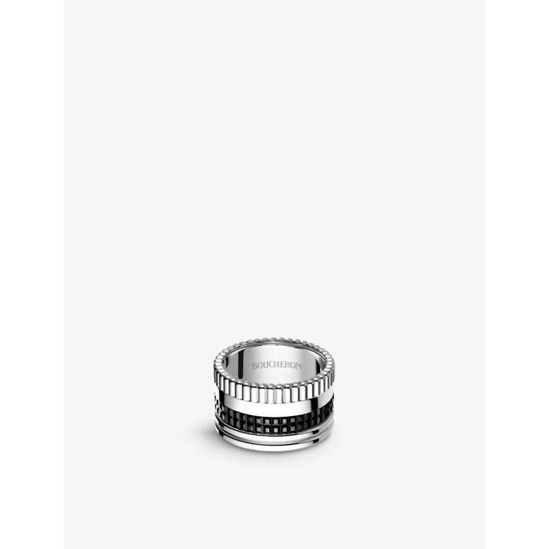Quatre 18ct white-gold with PVD ring - 53mm