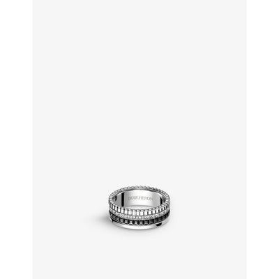 selfridges Boucheron Quatre 18ct White-Gold with 0.24ct Round Pavé-Set Diamond and PVD Ring Large- Buy online at McGrocer