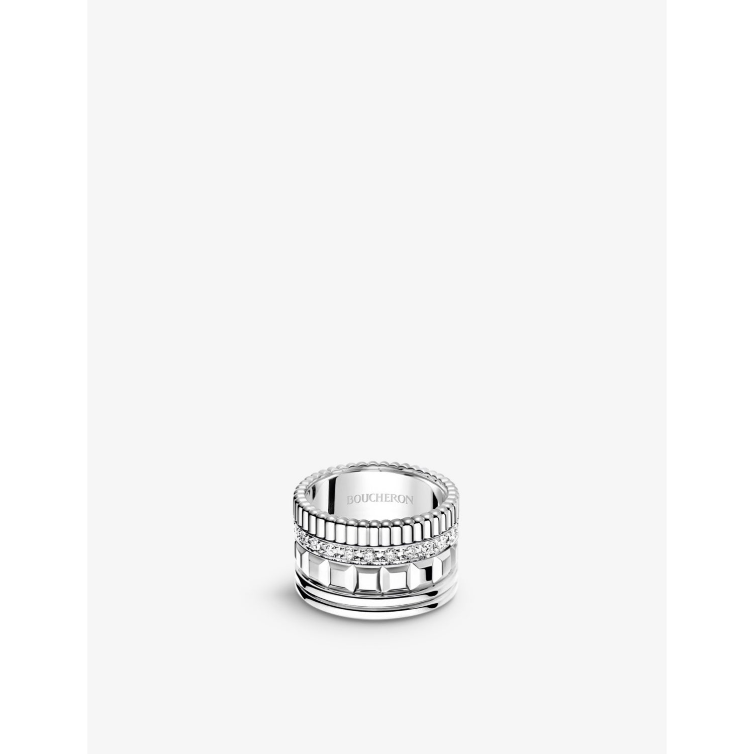 Quatre Radiant Edition 18ct white-gold and 0.49ct pavé diamond ring - 53mm