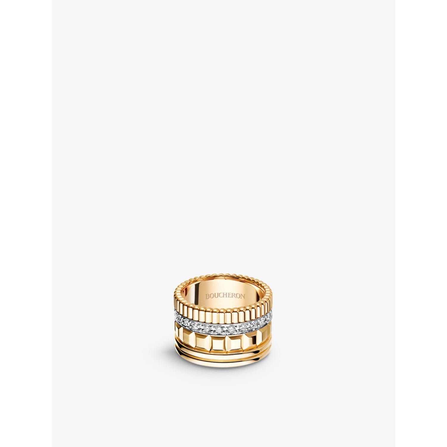 Quatre Radiant Edition 18ct yellow-gold and 0.49ct pavé-set diamond ring - 53mm