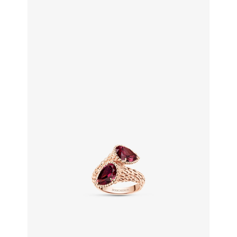 Boucheron Serpent Bohème pink-gold rhodolite garnet ring, UK version