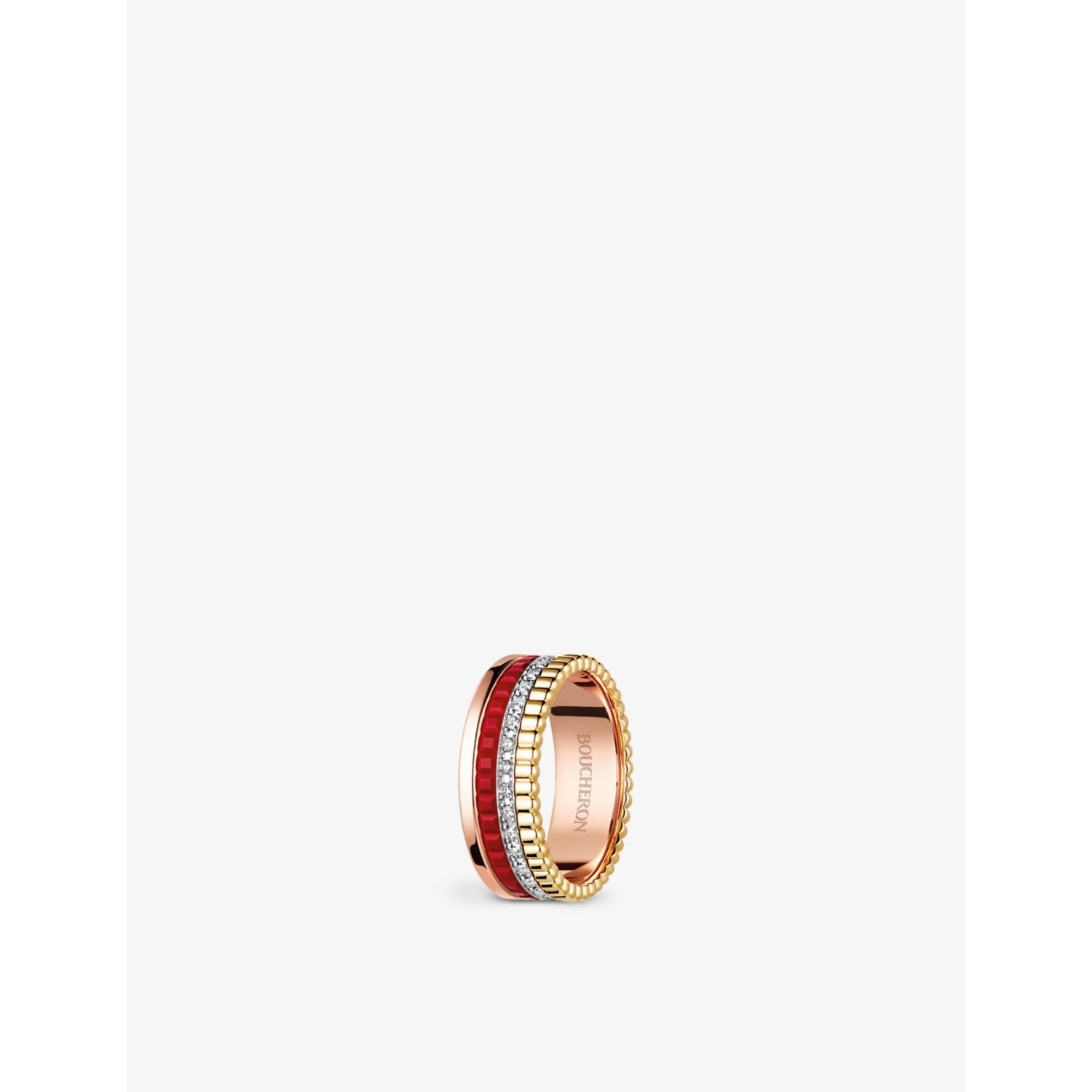 Boucheron Quatre Red Edition ring in 18ct gold and ceramic (British brand)