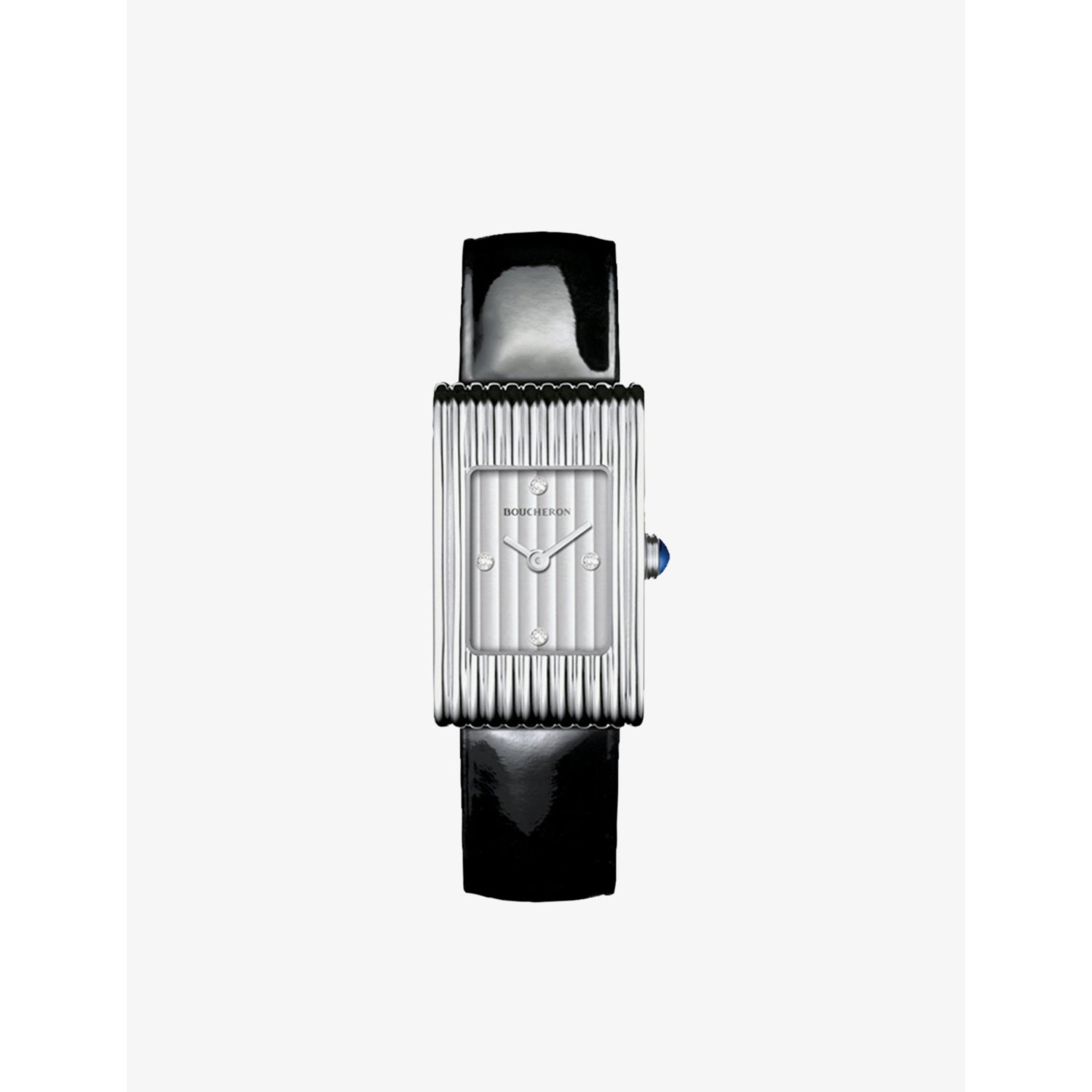 Boucheron Reflet stainless steel watch with diamonds and sapphire cabochon, UK version