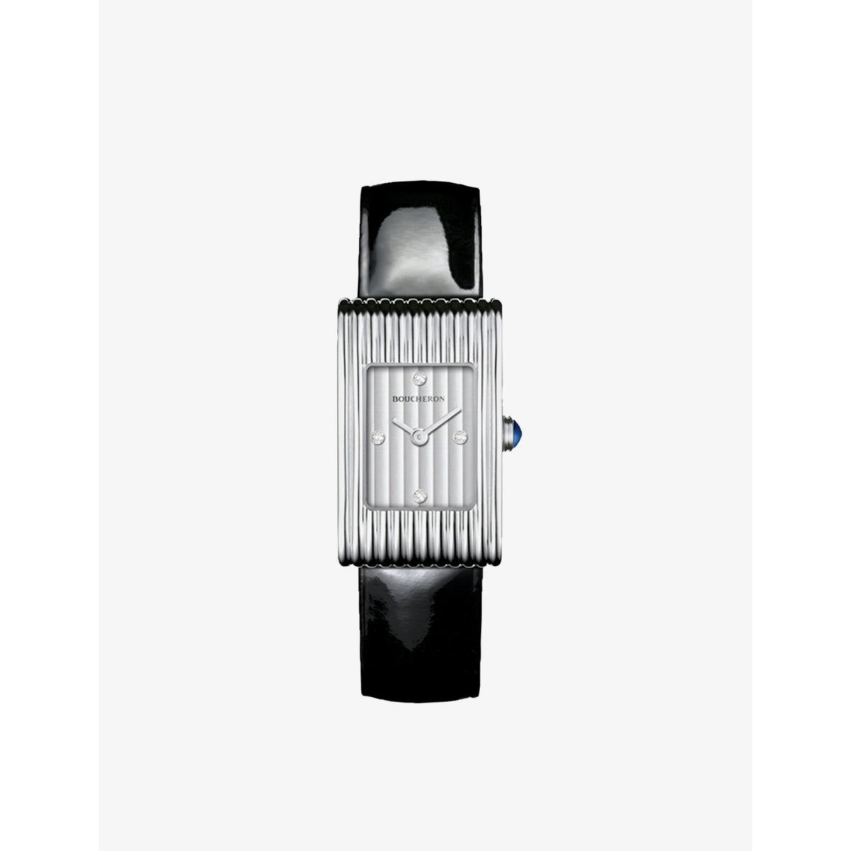 Boucheron Reflet stainless steel watch with diamonds and sapphire cabochon, UK version