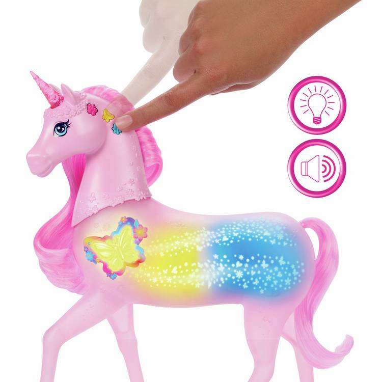 Barbie Sparkle Lights toy unicorn with 20 lights - British product