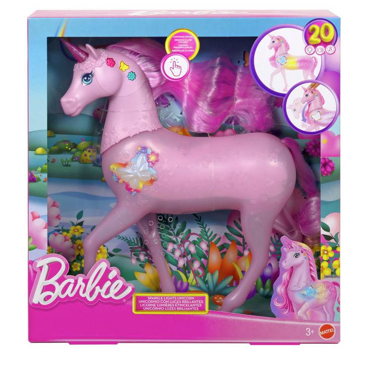 Barbie Sparkle Lights toy unicorn with 20 lights - British product