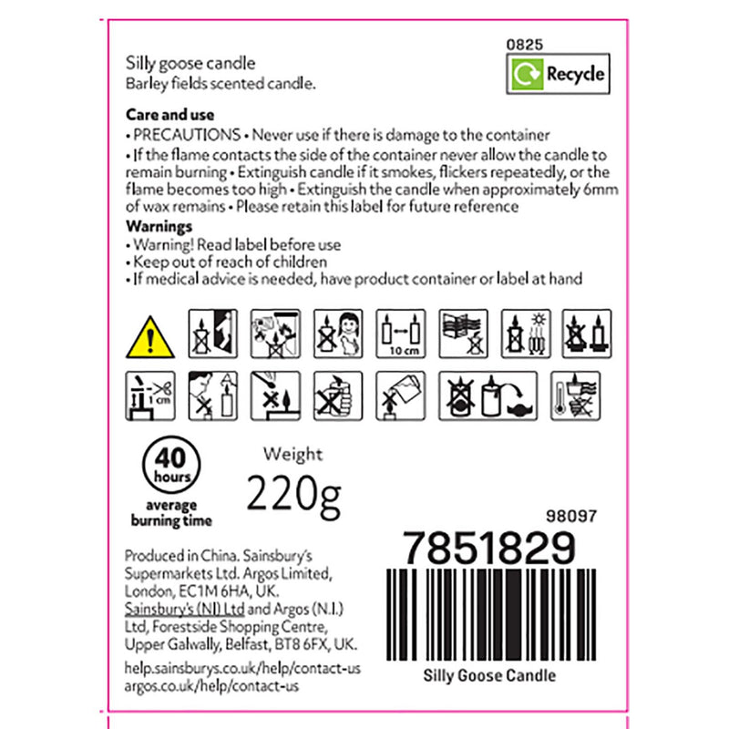 Argos Home Silly Goose scented candle 8cm, UK version