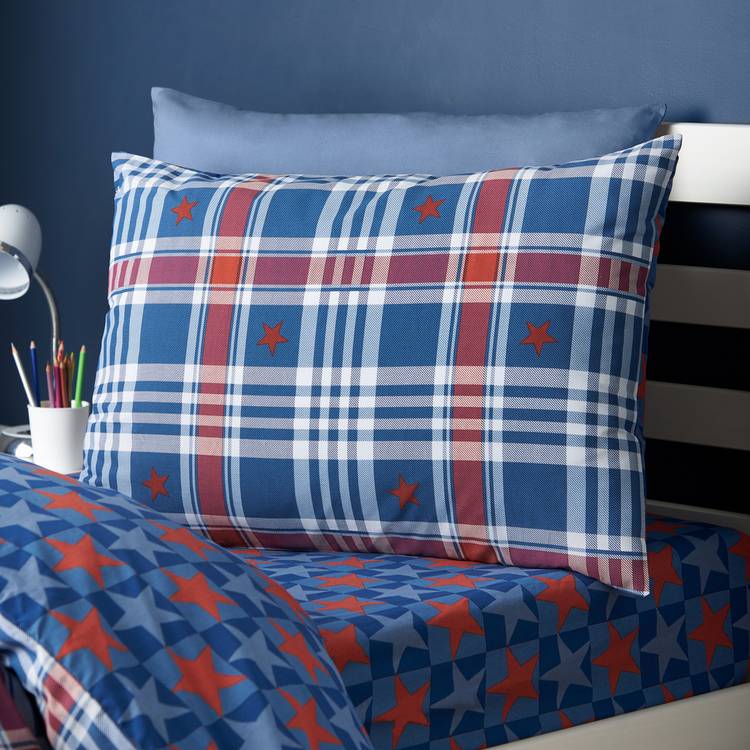 Catherine Lansfield stars check kids bedding set single, UK version