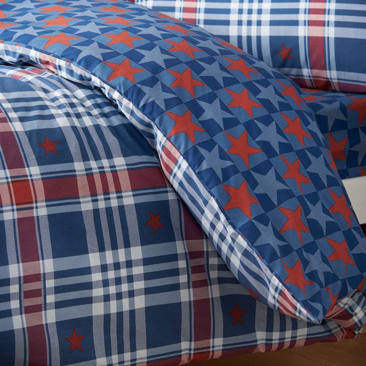 Catherine Lansfield stars check kids bedding set single, UK version