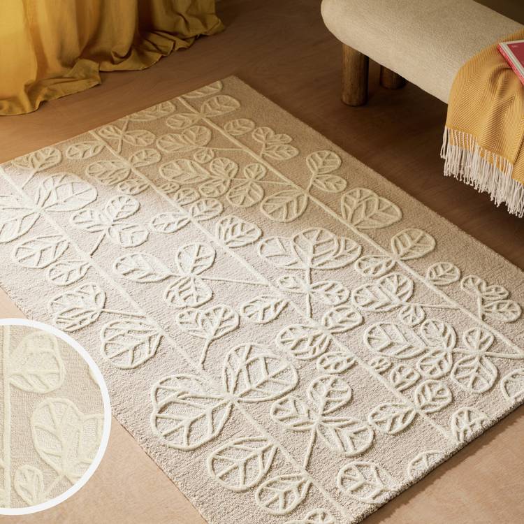 Habitat Scandi floral wool cut pile rug 120x170cm, UK version