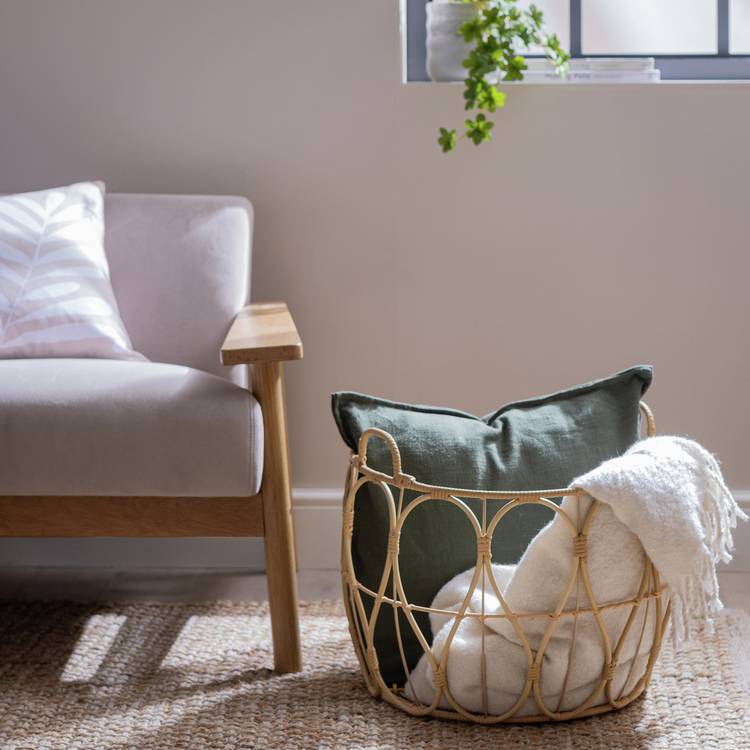Habitat natural open weave storage basket 50x50cm (British brand)