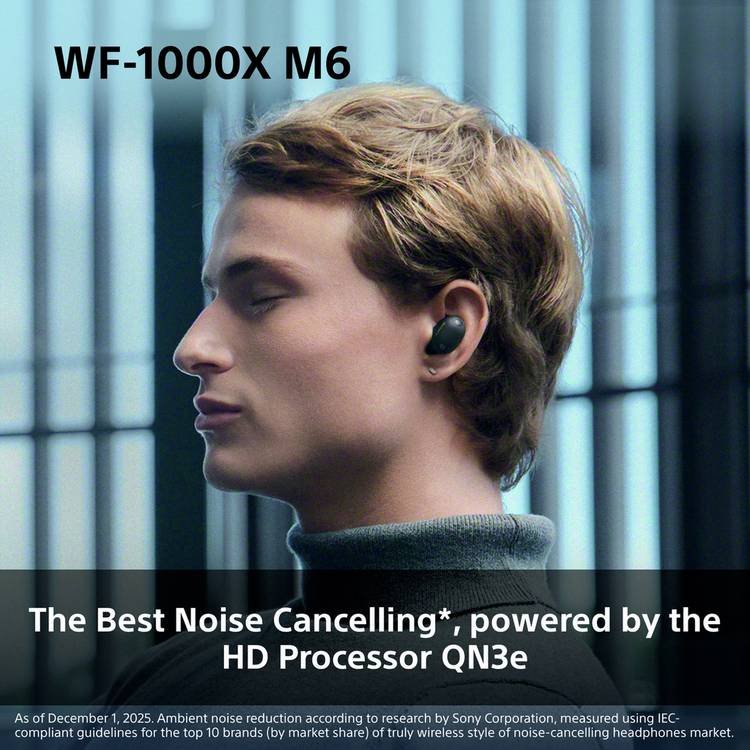 Sony WF-1000XM6 noise cancelling earbuds silver, UK version