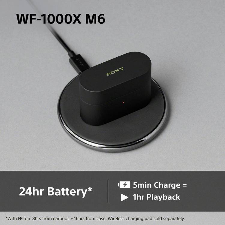 Sony WF-1000XM6 noise cancelling earbuds silver, UK version