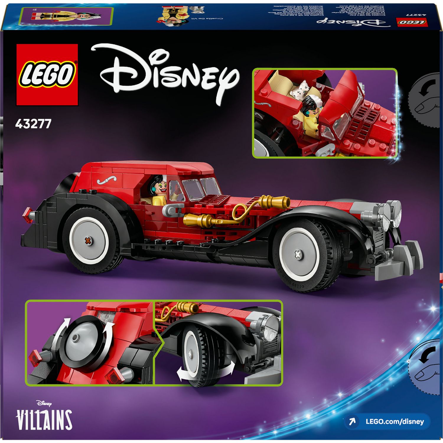 LEGO Disney Cruella's Car building set 43277, imported from the UK
