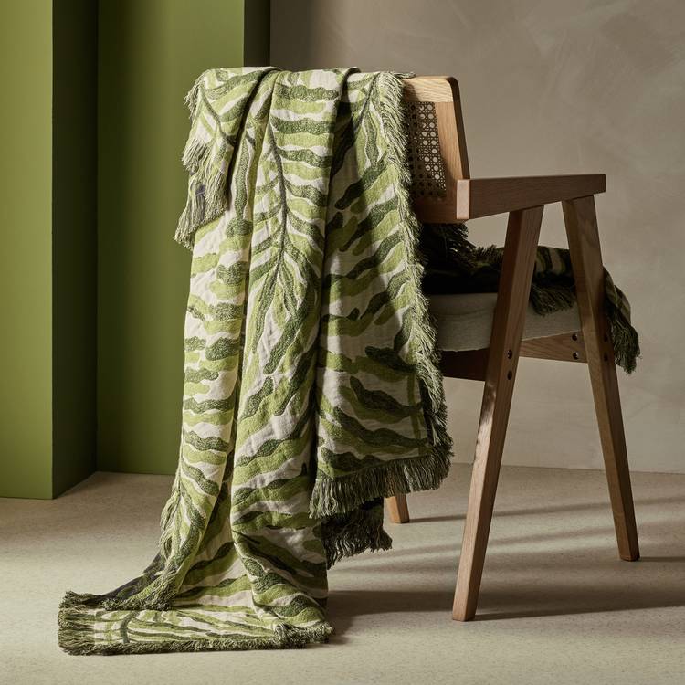 Habitat Leaf Jacquard throw green 150x125cm (British brand)