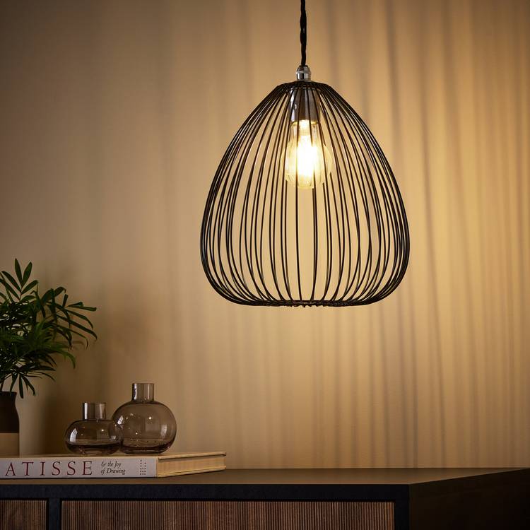 Argos Home Nyx black metal lampshade 24.5cm, imported from the UK