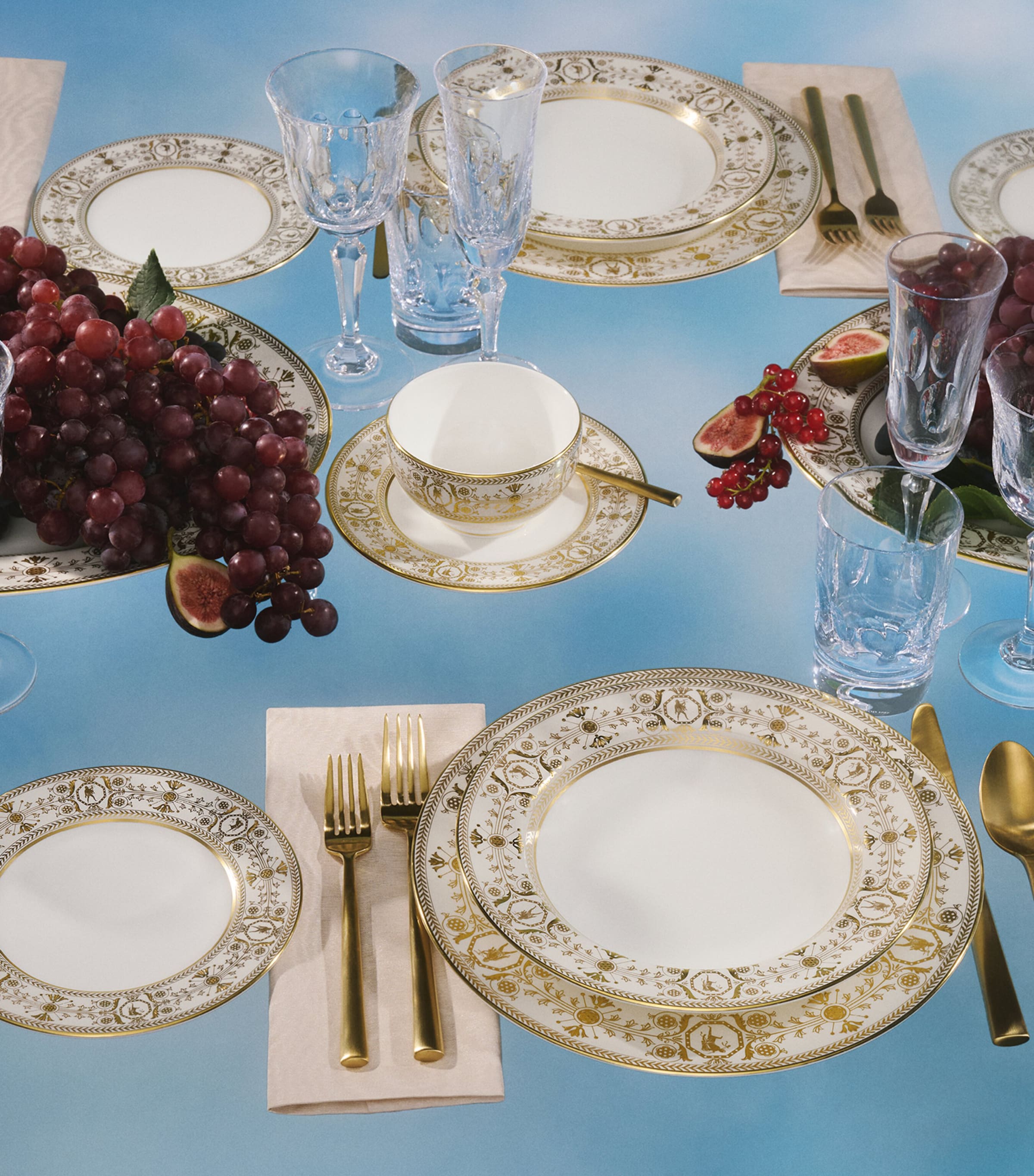 Wedgwood set of 2 bone china Bacchus teacups and saucers (British brand)