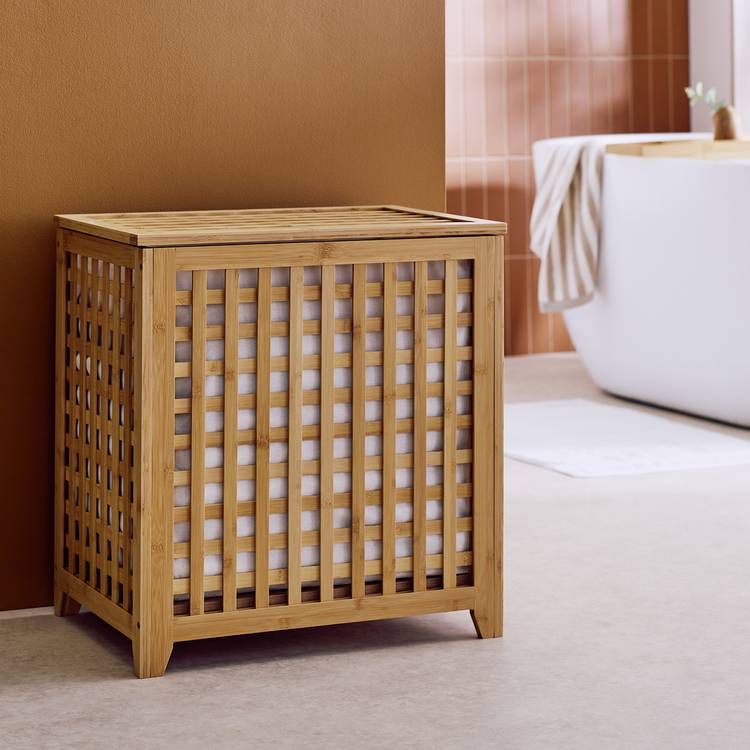 Habitat 100L natural bamboo storage bin, imported from the UK