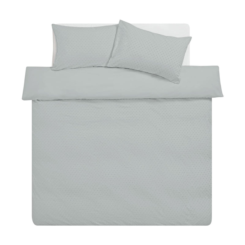 Argos Home Embroidered Dot Grey Bedding Set - Double