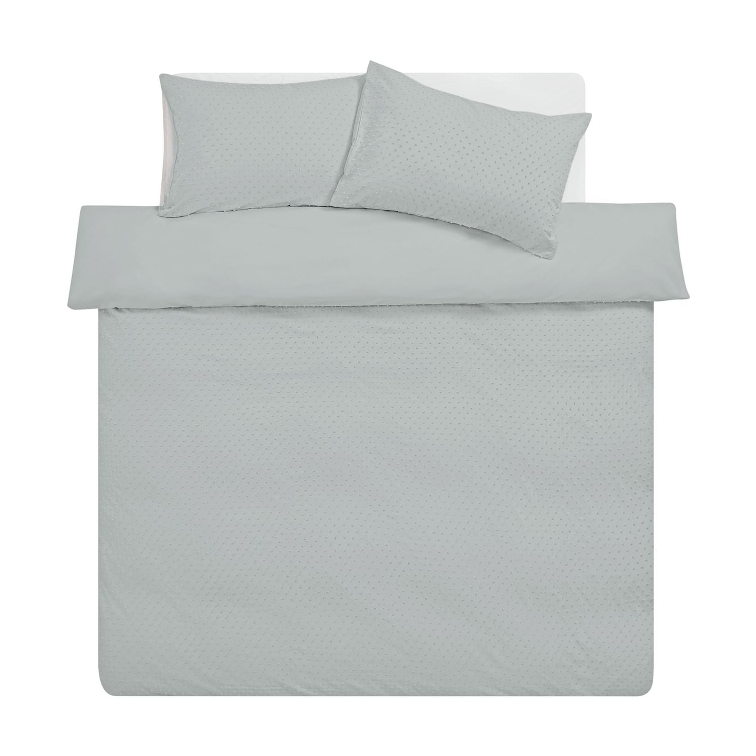 Argos Home Embroidered Dot Grey Bedding Set - King size