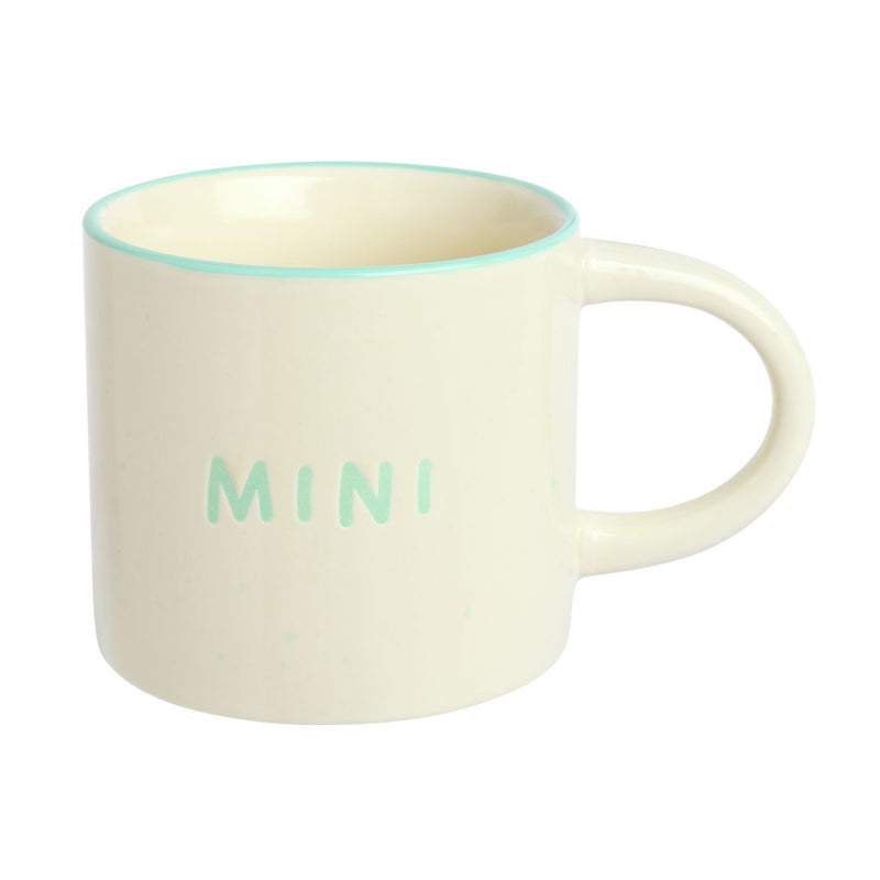 Argos Home green mini text decal ceramic mug 120ml, imported from the UK