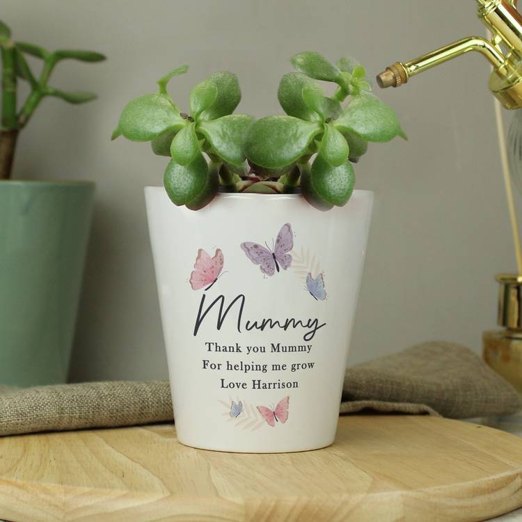 Butterfly small plant pot personalised ceramic - British product