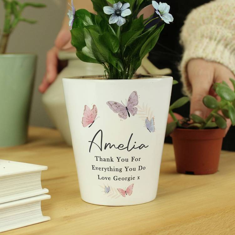 Butterfly small plant pot personalised ceramic - British product