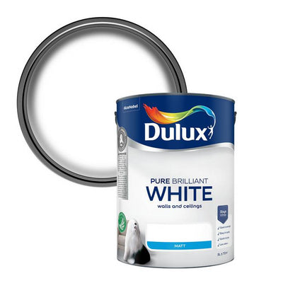 Argos Dulux Walls & Ceilings Matt Paint Pure Brilliant White 5L- Buy online at McGrocer