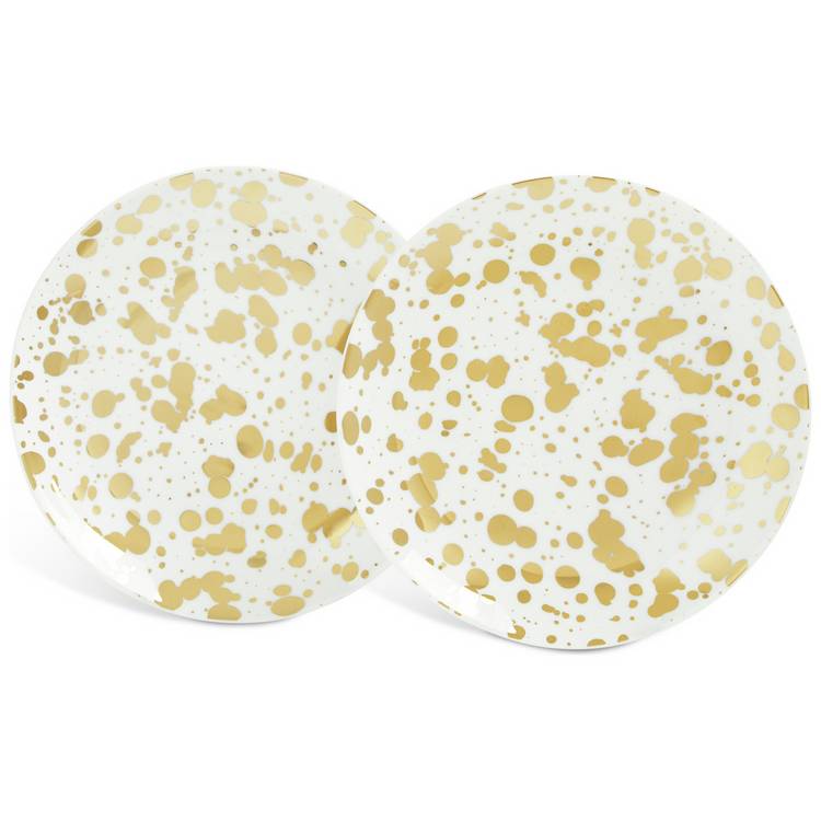 Habitat porcelain side plates gold edit set of 2 (British brand)
