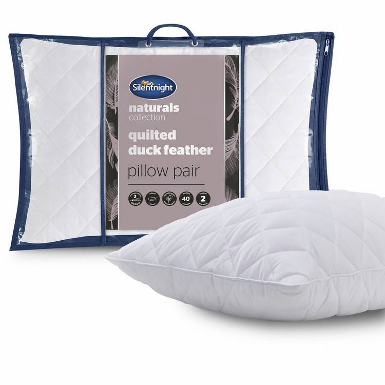 Silentnight luxury quilted duck feather medium pillow - British product