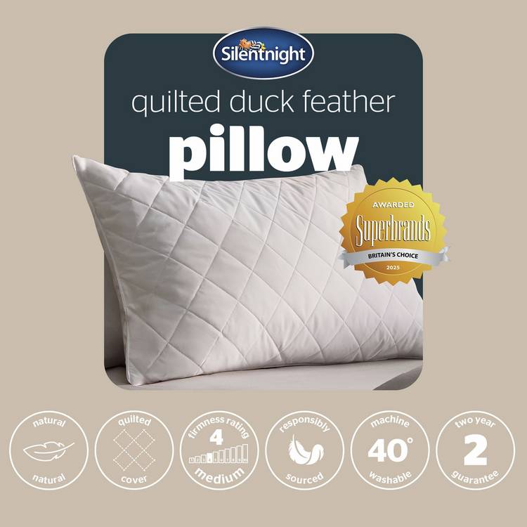 Silentnight luxury quilted duck feather medium pillow - British product