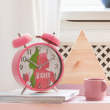 Wicked pink analogue kids alarm clock with twin bells, UK version