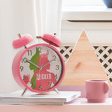 Wicked pink analogue kids alarm clock with twin bells, UK version